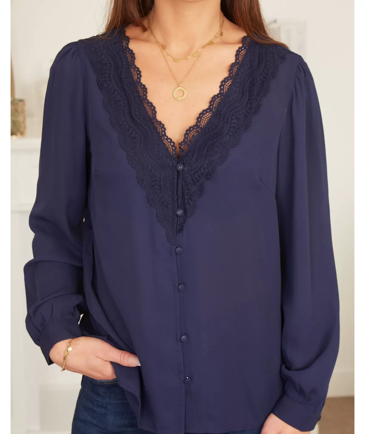 La boutique de Lilie Chemises>CHEMISE MARIANA Marine