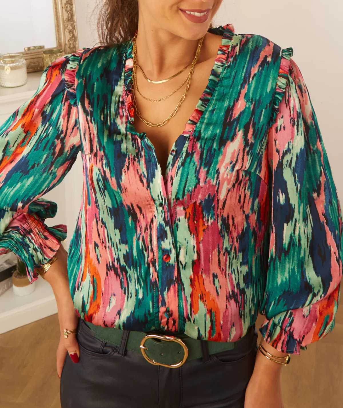 La boutique de Lilie Chemises>CHEMISE MARLENE Vert