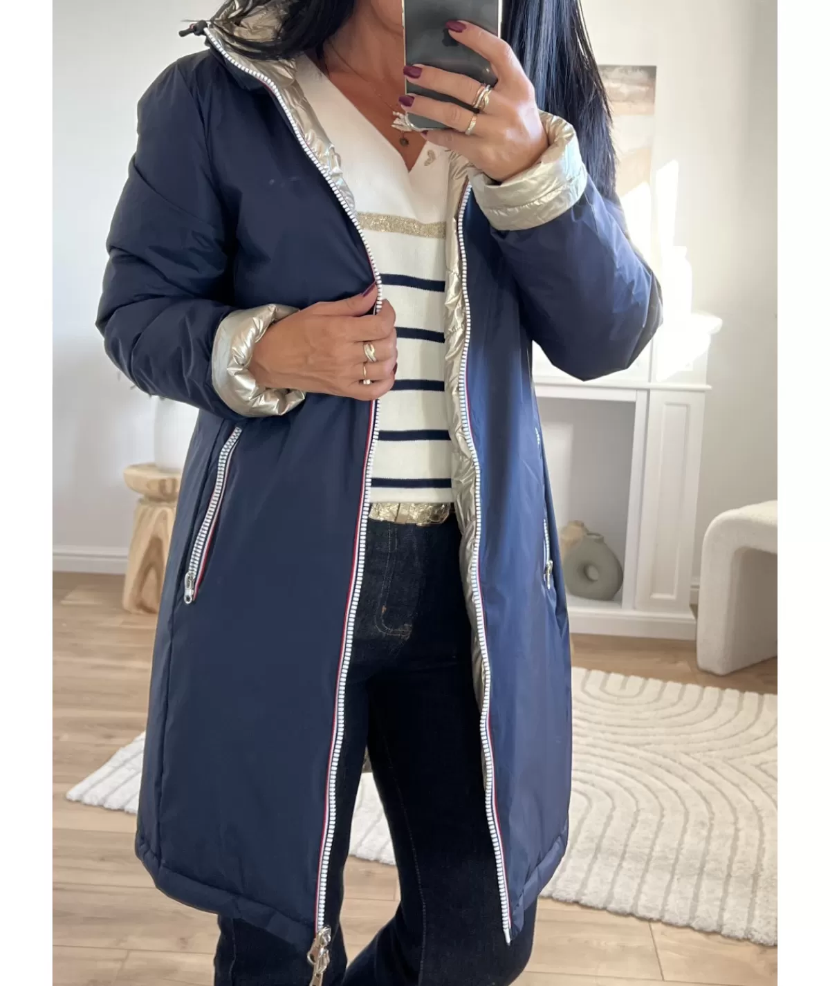 La boutique de Lilie Manteaux | Doudounes>DOUDOUNE REVERSIBLE YUNA Marine