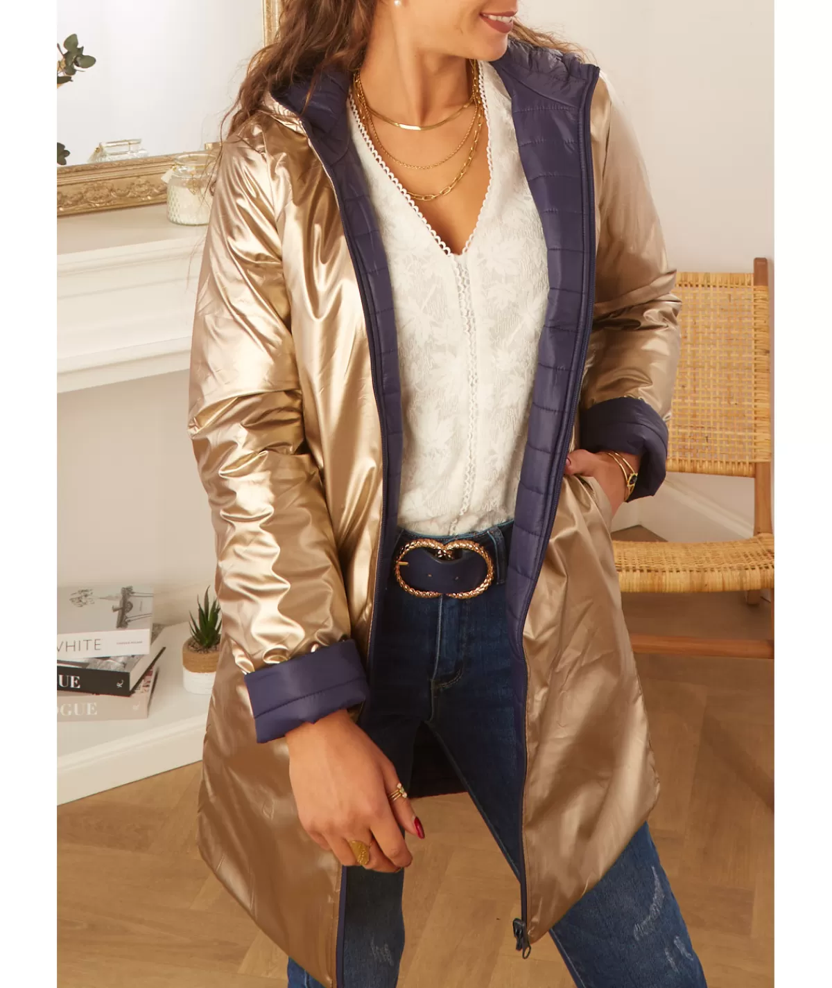 La boutique de Lilie Manteaux | Doudounes>DOUDOUNE REVERSIBLE ZOLA Marine