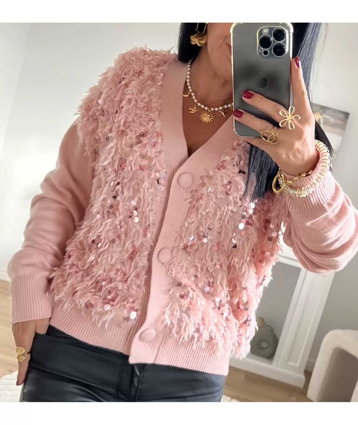 La boutique de Lilie Pulls / Gilets>GILET JORDANA Rose