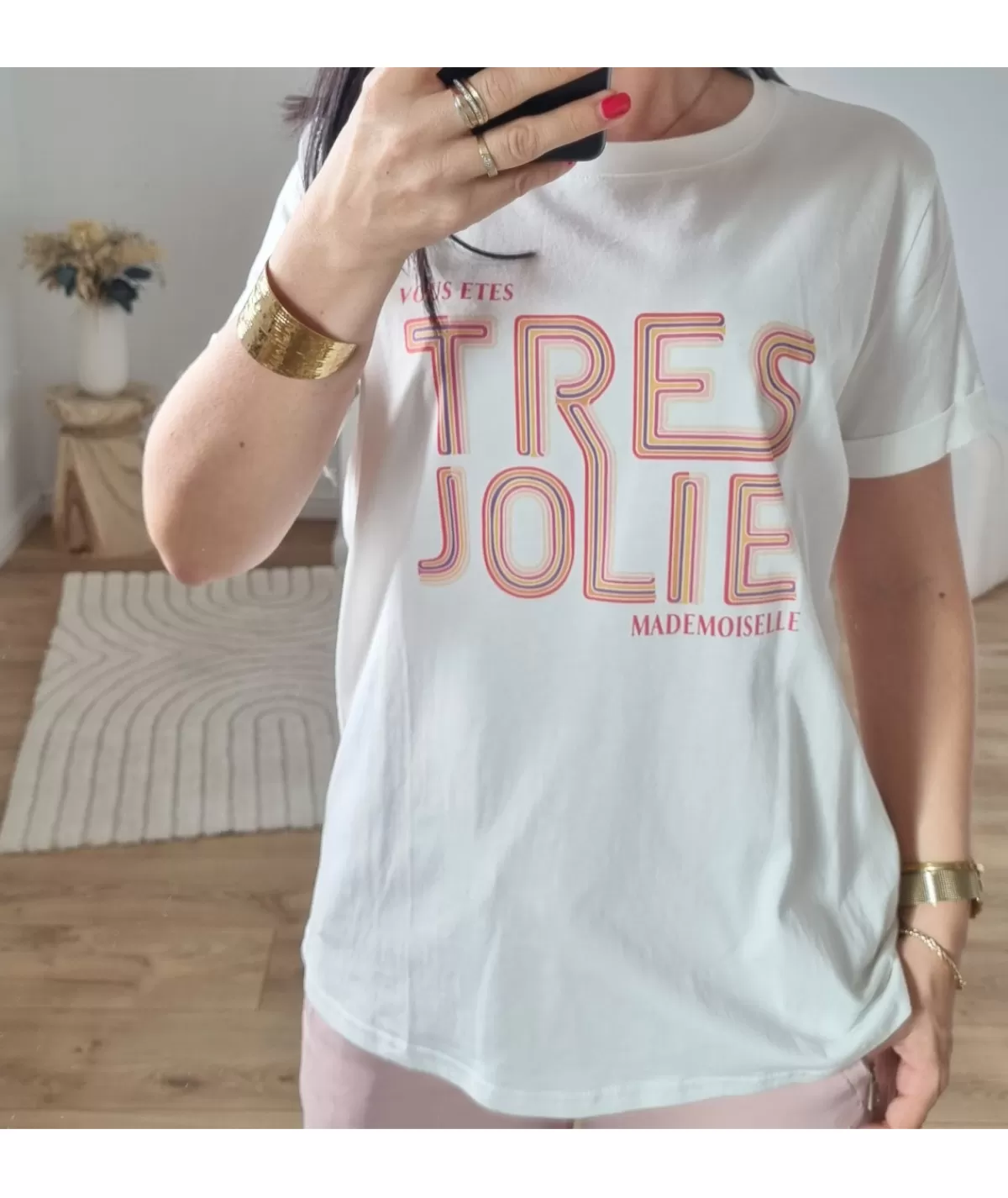 La boutique de Lilie T-shirts>TEE SHIRT KELLY Blanc