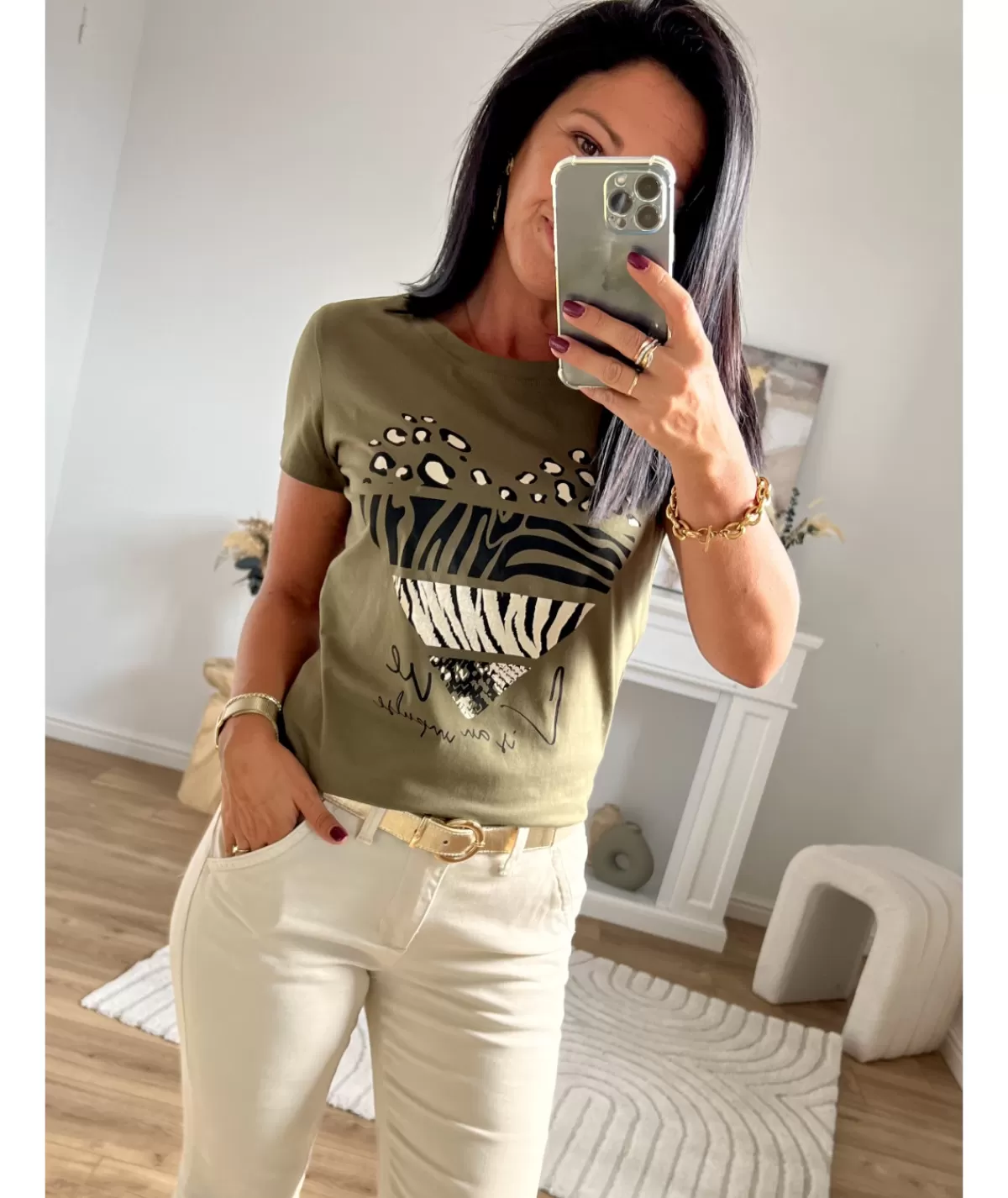 La boutique de Lilie T-shirts>TEE-SHIRT DORIA Kaki