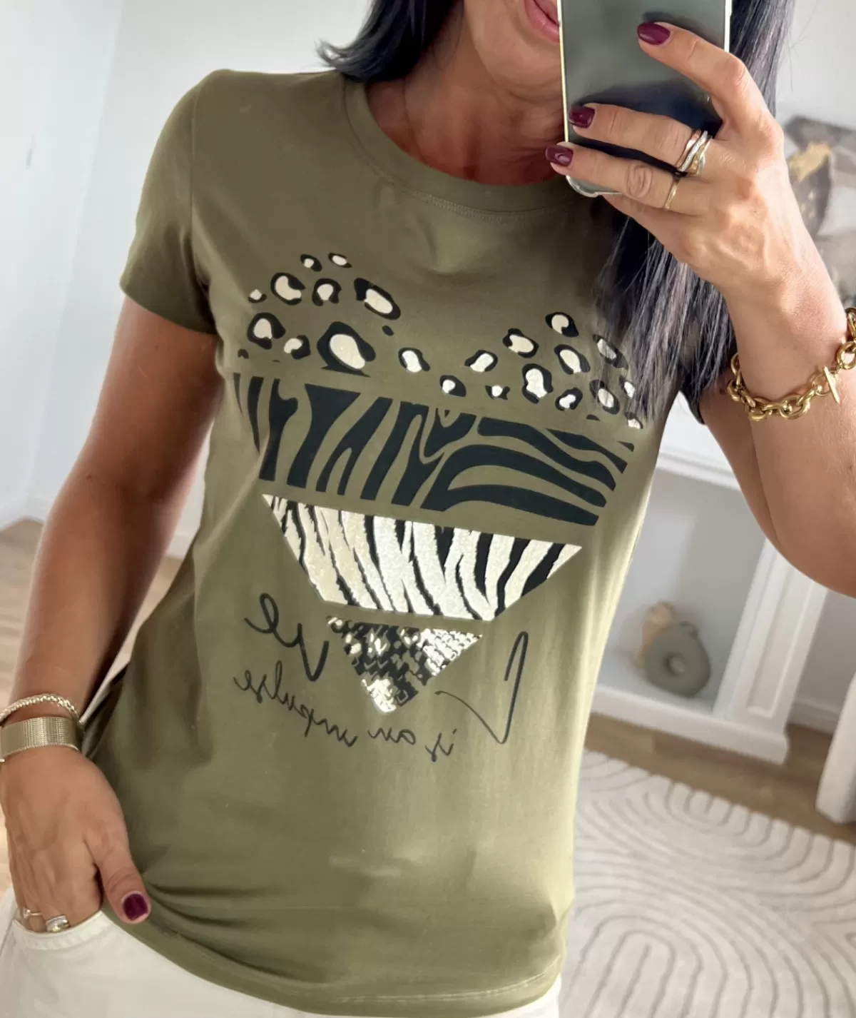 La boutique de Lilie T-shirts>TEE-SHIRT DORIA Kaki