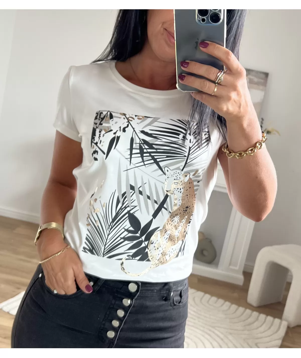 La boutique de Lilie T-shirts>T-SHIRT INDRA Blanc